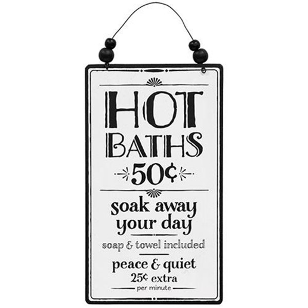 Hot Baths Sign W/Beaded Hanger G37148 By CWI Gifts