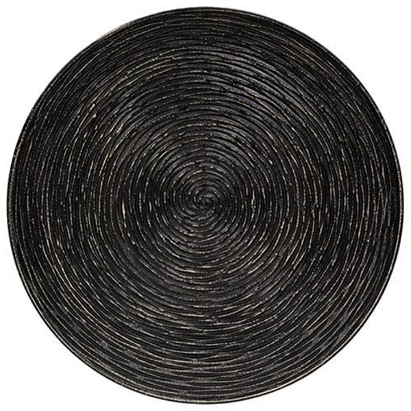 Antiqued Black Carved Wood Plate G37151 By CWI Gifts