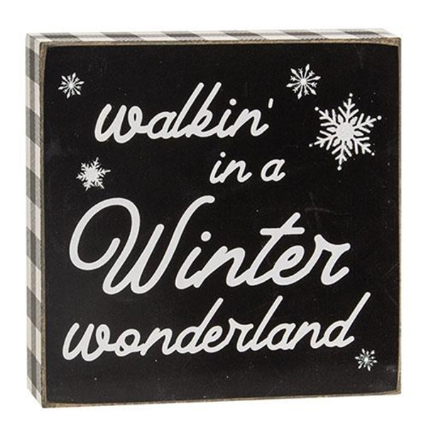 Walkin In A Winter Wonderland Buffalo Plaid Box Sign G37243 By CWI Gifts