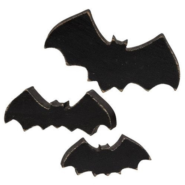 3/Set Wooden Bat Chunky Sitters G37268 By CWI Gifts