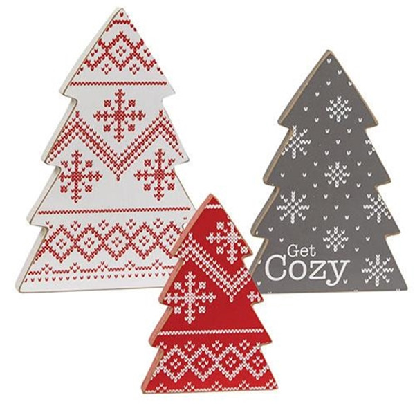 3/Set Get Cozy Sweater Christmas Tree Sitters G37461 By CWI Gifts