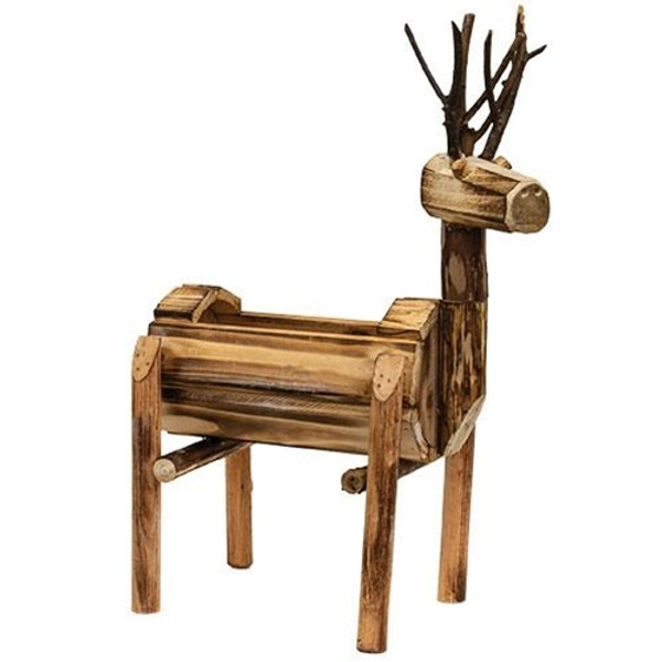 CWI Gifts Natural Wooden Reindeer Planter G61305