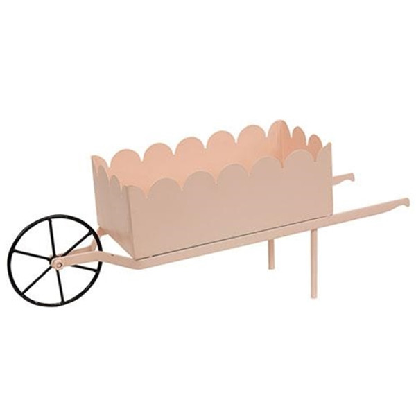 Pink Scalloped Metal Wheelbarrow G70134 By CWI Gifts