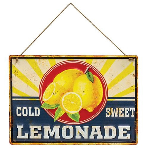 *Cold Sweet Lemonade Retro Hanging Metal Sign G75040 By CWI Gifts