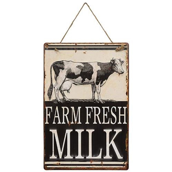 Farm Fresh Milk Black Hanging Metal Sign G75046 By CWI Gifts