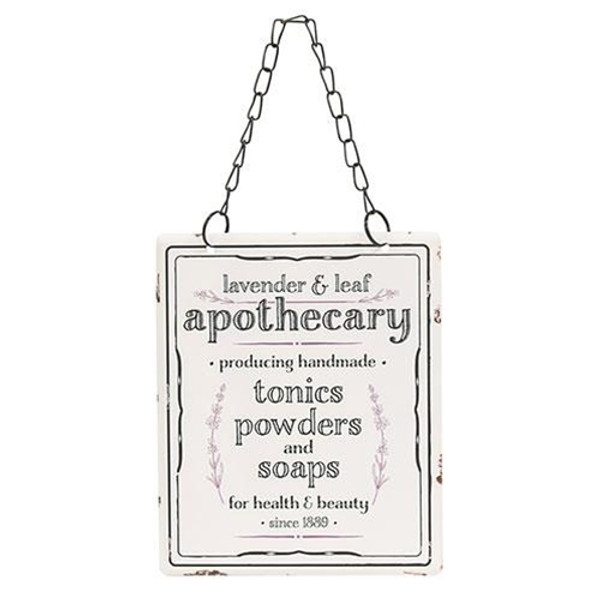 *Lavender & Leaf Apothecary Hanging Metal Sign G75052 By CWI Gifts