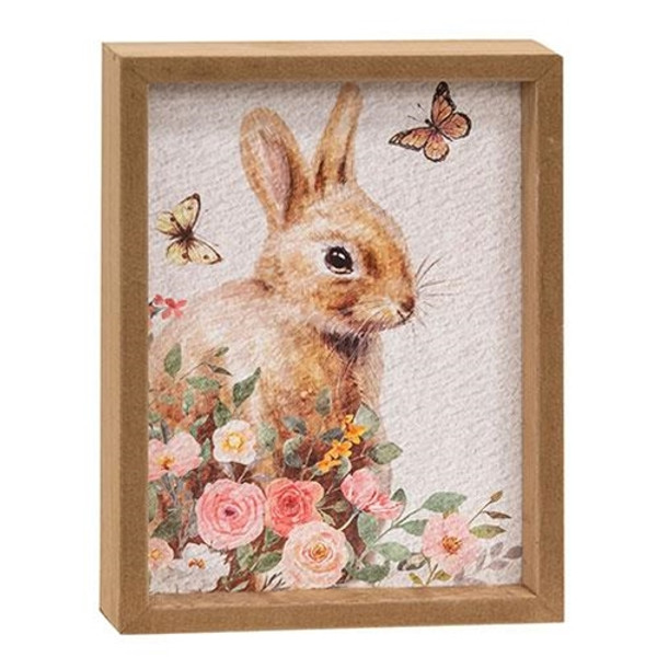 Easter Bunny Butterflies & Flowers Wood Framed Sign G91131 By CWI Gifts