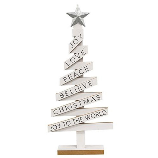*Woodland White Christmas Tree W/Sayings G91146 By CWI Gifts
