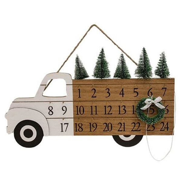 Woodland Tree Truck Christmas Calendar Hanger G91149 By CWI Gifts