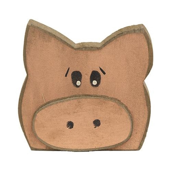 Distressed Wooden Piggy Head Sitter GBH16 By CWI Gifts