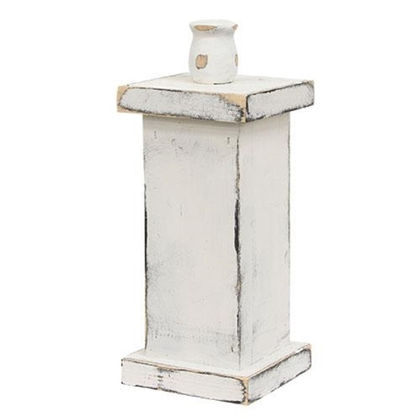 Tall Wooden Pedestal Taper Holder Farmhouse White GBH29FH By CWI Gifts