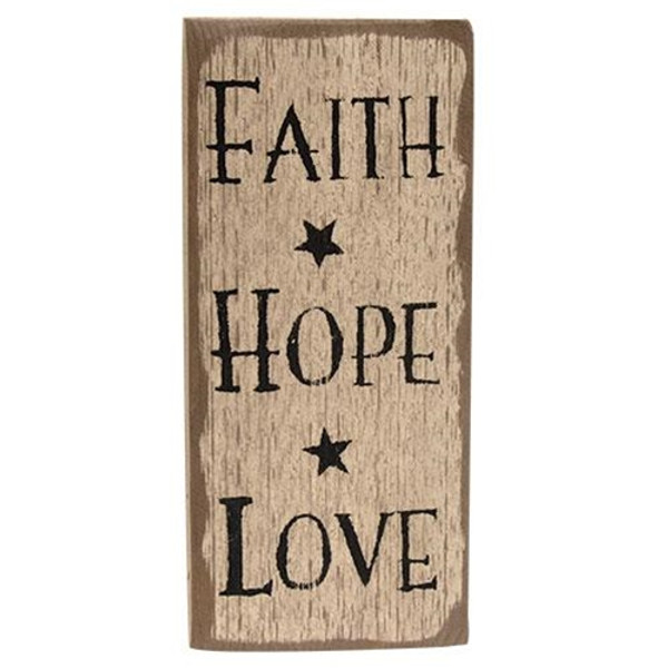 Faith Hope Love Distressed Barnwood Sign GBSC533WB By CWI Gifts