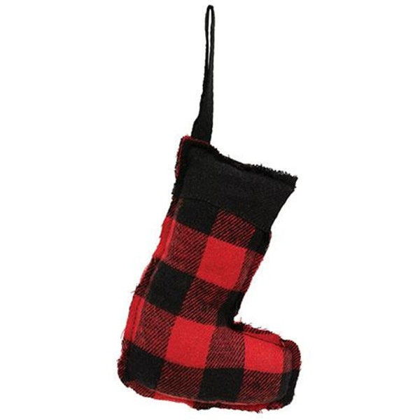 *Red & Black Check Stuffed Stocking Ornament GCS38475 By CWI Gifts