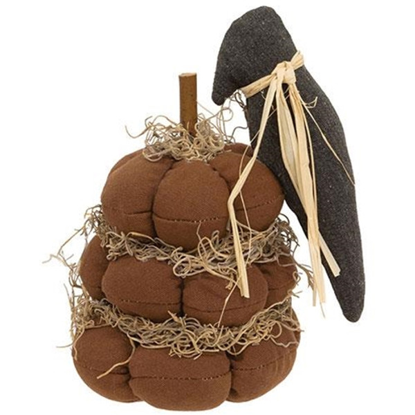 Stuffed Pumpkin Stack W/Primitive Crow GCS38811 By CWI Gifts