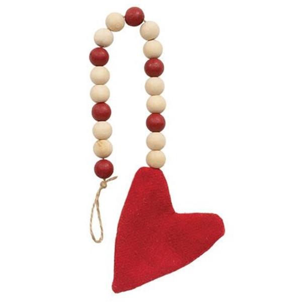 Red Beaded Stuffed Fabric Heart Christmas Ornament GCS38833 By CWI Gifts