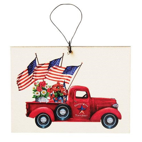 Frontier Woman Flower Market Truck Ornament GFPP00125 By CWI Gifts