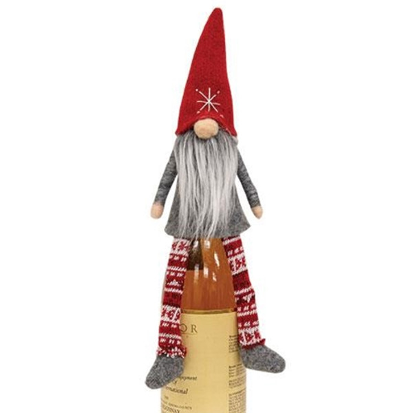 Nordic Gnome Red Felted Bottle Topper GHBY5137 By CWI Gifts