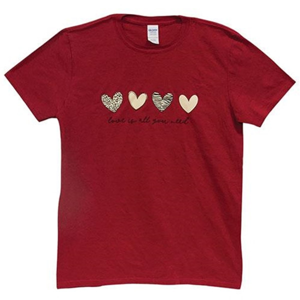 Love Is All You Need T-Shirt Antique Cherry Red Large GL134L By CWI Gifts