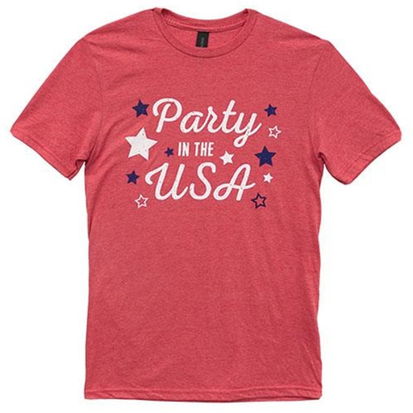 Party In The Usa T-Shirt Heather Red Small GL141S By CWI Gifts