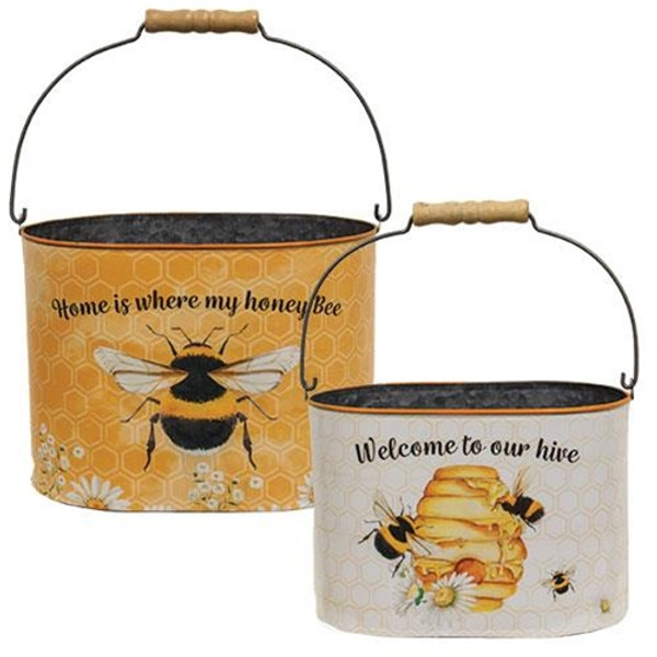 2/Set Honey Bee Oval Buckets GNK22131K By CWI Gifts