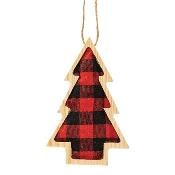 *Plaid Wood Tree Ornament GRJA3035 By CWI Gifts