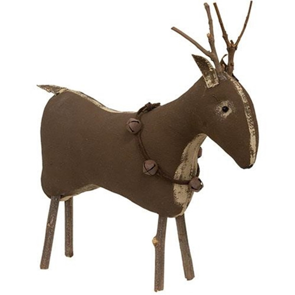 Stiffened Fabric Primitive Standing Reindeer GU22024 By CWI Gifts