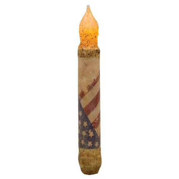 6" Burnt Ivory Vintage Flag Timer Taper G84506 By CWI Gifts