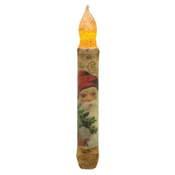 6" Burnt Ivory Joyful Santa Timer Taper G84518 By CWI Gifts