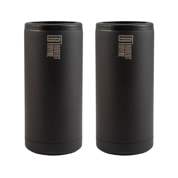 Robert Irvine 12Oz Black Slim Cooler Tumbler Each - Set Of 2 ERI028NM1BLK2 By Lenox