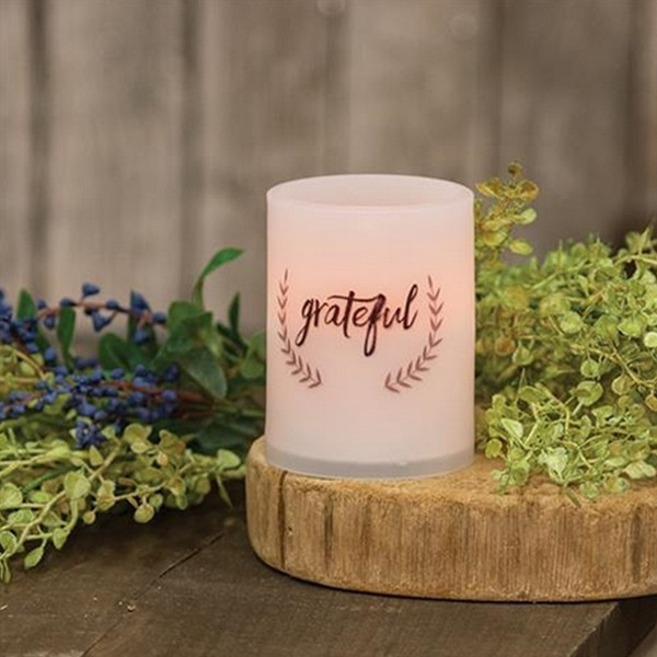 Grateful Pillar Candle, White G84656 By CWI Gifts