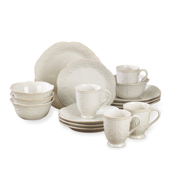 French Perle White Dinnerware 16-Pieces Set 851745 By Lenox