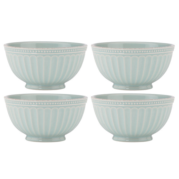 French Perle Groove Ice Blue Dinnerware All Purpose Bowl (Set Of 4) 880126 By Lenox