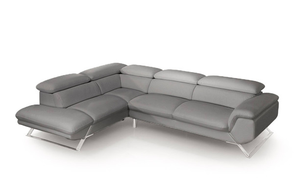 VGBNS-9220-DKGRY-LAF Divani Casa Seth - Modern Dark Grey Leather Left Facing Sectional Sofa By VIG Furniture