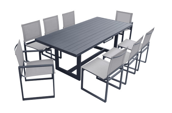 VGGE-WAKE-KAYAK-DT-SET-GRY Renava Wake + Kayak - Modern Outdoor Grey Dining Table Set By VIG Furniture