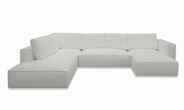VGSX-F22053-RAF-WHT Divani Casa Lulu - Modern White Fabric Modular Sectional Sofa With Right Facing Chaise By VIG Furniture