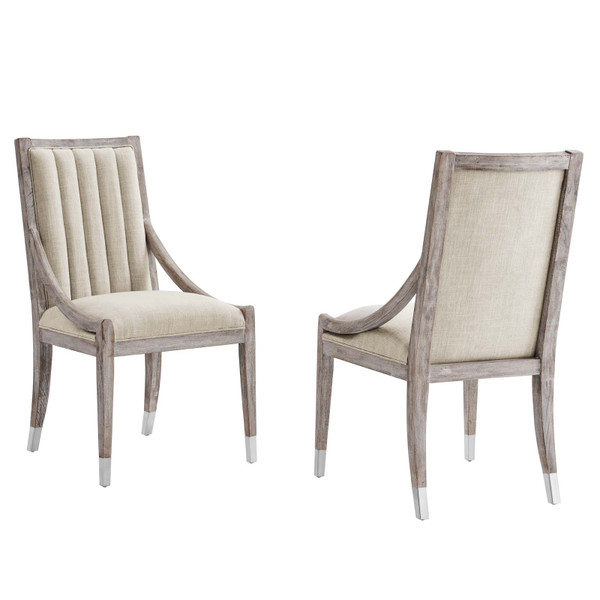 Modway Maison French Vintage Tufted Fabric Dining Armchairs Set Of 2 - Beige EEI-6624-BEI