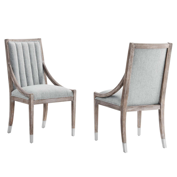 Modway Maison French Vintage Tufted Fabric Dining Armchairs Set Of 2 - Light Gray EEI-6624-LGR