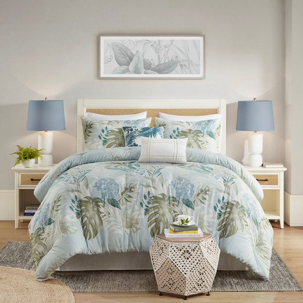 Kiawah Island 6 Piece Oversized Cotton Comforter Set With Throw Pillow - Full HH10-1850 By Olliix