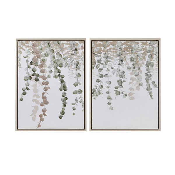 Botanical Waterfall Eucalyptus 2-Piece Framed Canvas Wall Decor Set II95C-0154 By Olliix