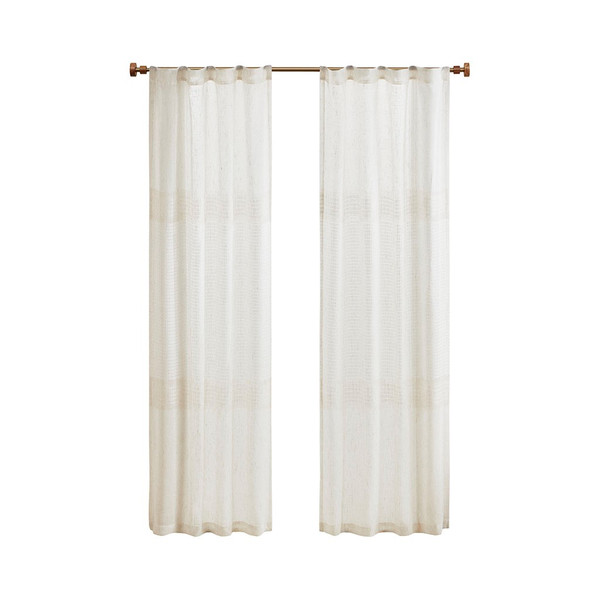 Aida Yarn Dye Sheer Curtain Panel Pair MP40-7936 By Olliix