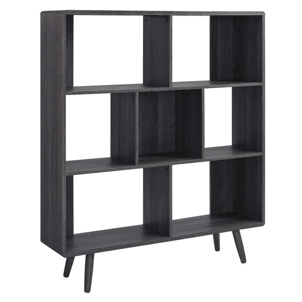 Modway Transmit 7 Shelf Wood Grain Bookcase - Charcoal EEI-2529-CHA