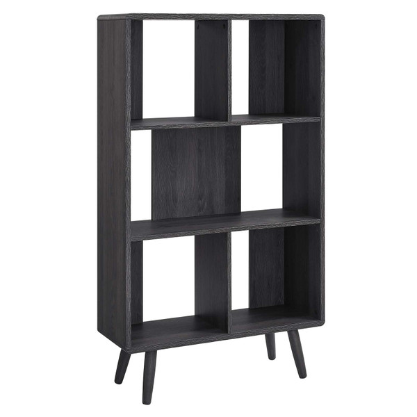 Modway Transmit 5 Shelf Wood Grain Bookcase - Charcoal EEI-5743-CHA