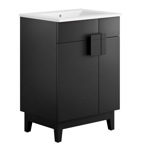 Modway Miles 24" Bathroom Vanity - White Black EEI-6482-WHI-BLK