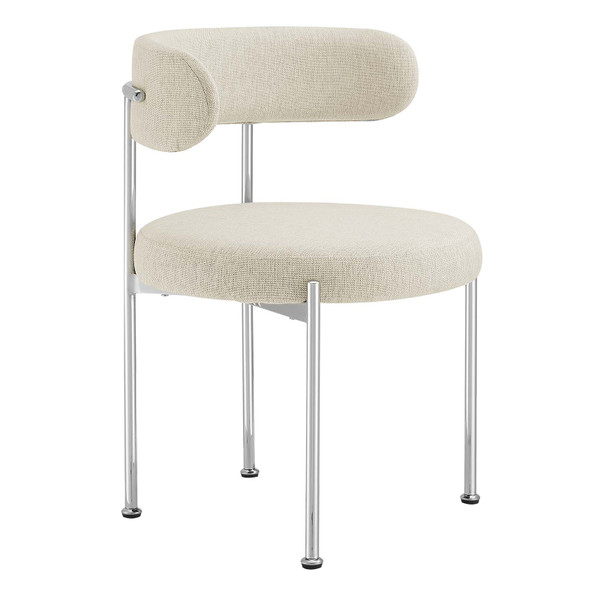 Modway Albie Fabric Dining Chairs - Set Of 2 - Beige Silver EEI-6517-BEI-SLV