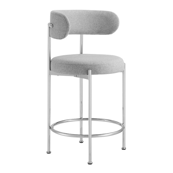 Modway Albie Fabric Counter Stools - Set Of 2 - Gray Silver EEI-6519-GRY-SLV