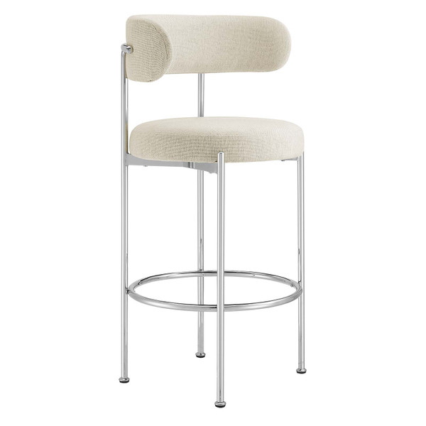 Modway Albie Fabric Bar Stools - Set Of 2 - Beige Silver EEI-6521-BEI-SLV