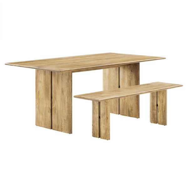 Modway Amistad 72" Wood Dining Table And Bench Set - Oak EEI-6559-OAK