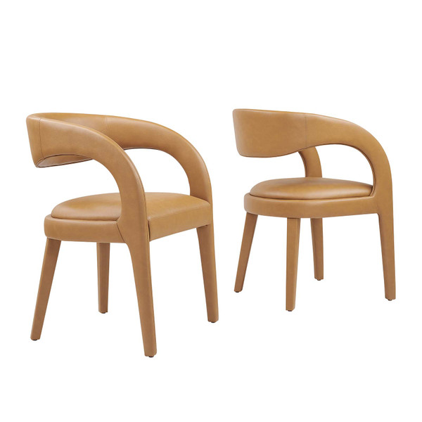Modway Pinnacle Vegan Leather Dining Chair Set Of 2 - Tan EEI-6561-TAN