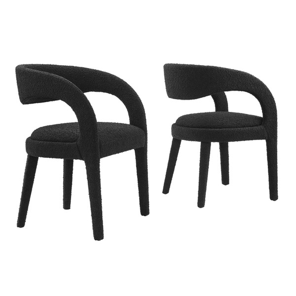 Modway Pinnacle Boucle Upholstered Dining Chair Set Of 2 - Black EEI-6562-BLK