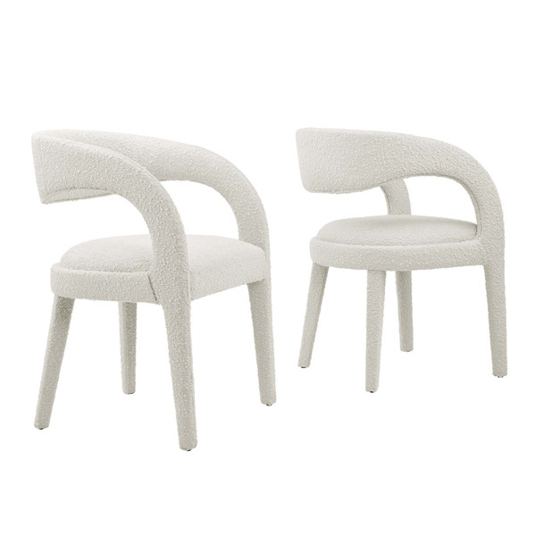 Modway Pinnacle Boucle Upholstered Dining Chair Set Of 2 - Ivory EEI-6562-IVO